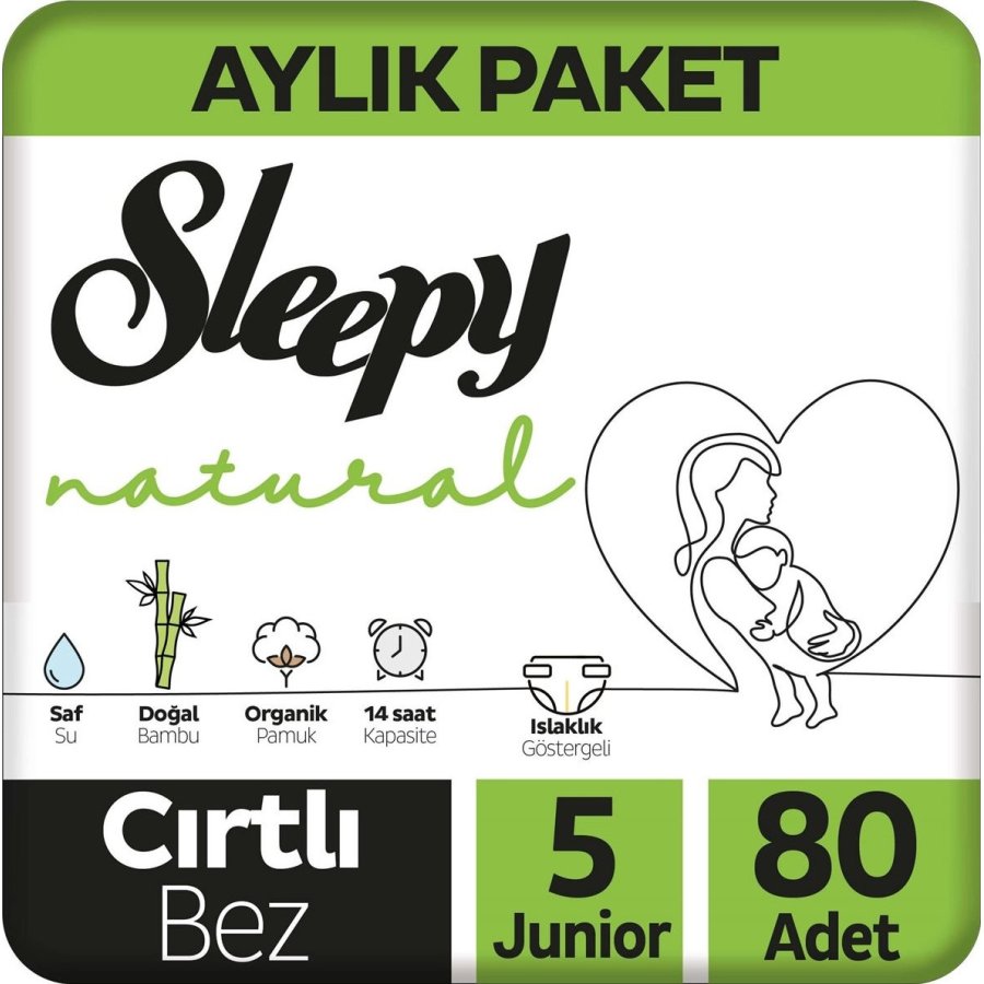 Sleepy Natural Bebek Bezi, 5 Numara, 80 Adet