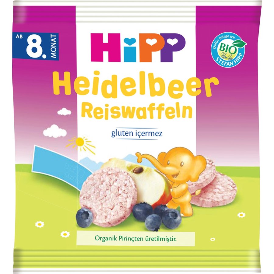 Hipp Organik Yabanmersinli Pirinçli Bebek Gofreti, 30 g