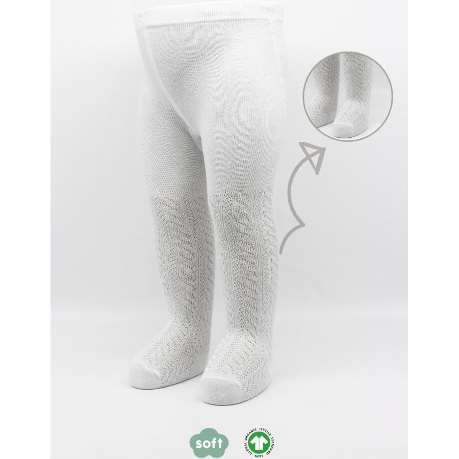 Bistyle Tekli Zikzak Kabartma Penye Külotlu Çorap BS50108 Beyaz