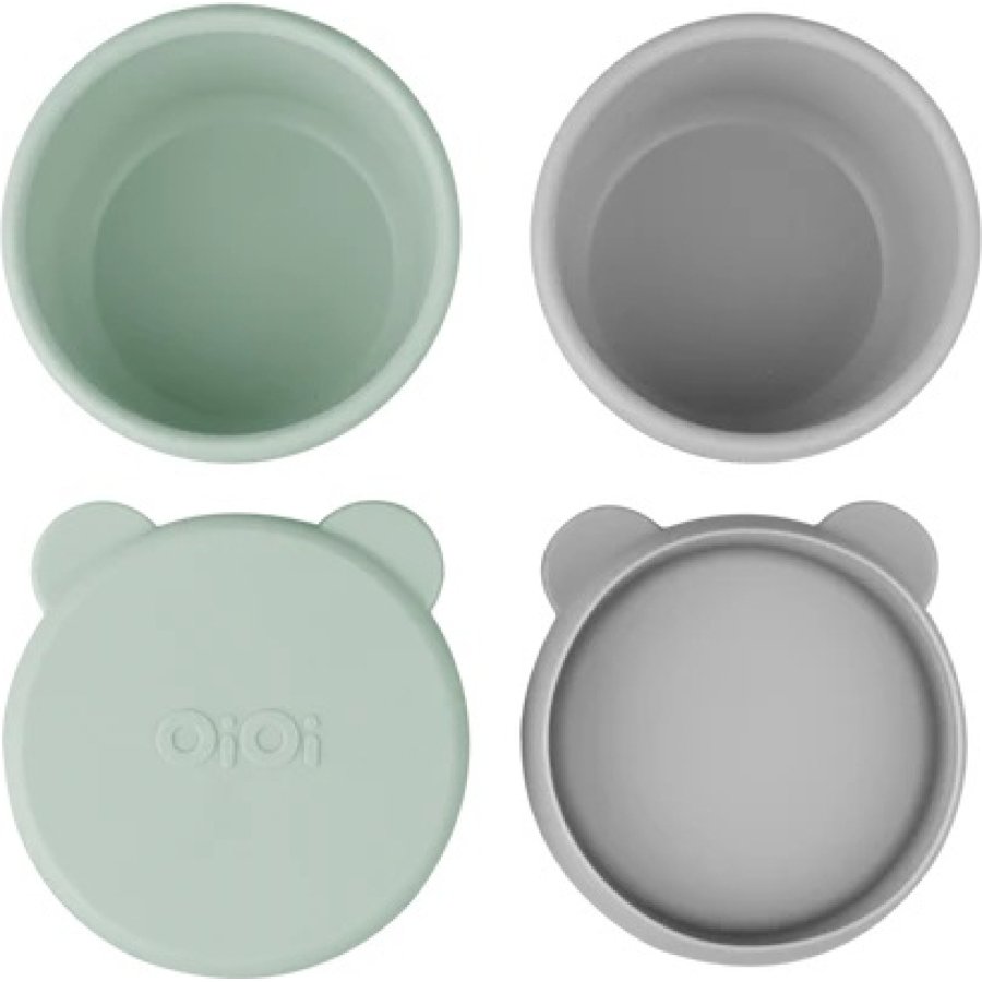 OiOi Silikon Kapaklı Mini Kase 2'Li Mini Bites River Green / Powder Grey