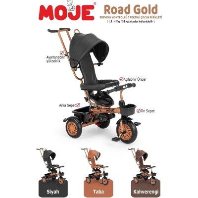 Moje Road Gold 3 Tekerli Kontrollü Bisiklet, Siyah