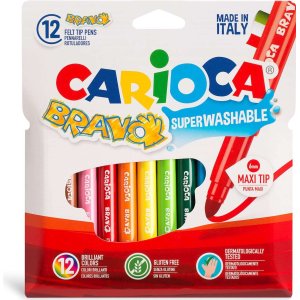 Carioca Bravo Süper Yıkanabilir Keçeli Boya Kalemi, 12'li