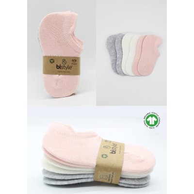 Bistyle Penye Sneakers Soket Çorap, Pembe, Ekru, 6'lı