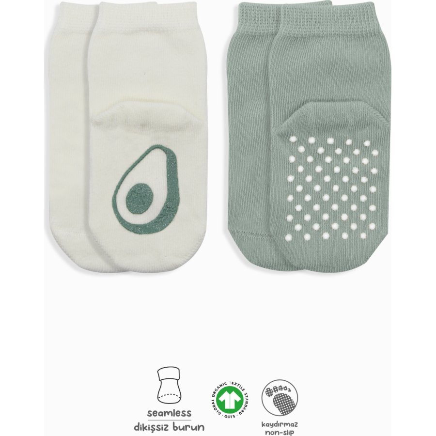 Bistyle 2'Li Meyve Figürlü Kaymaz Soket Çorap 10105 Nil Ekru