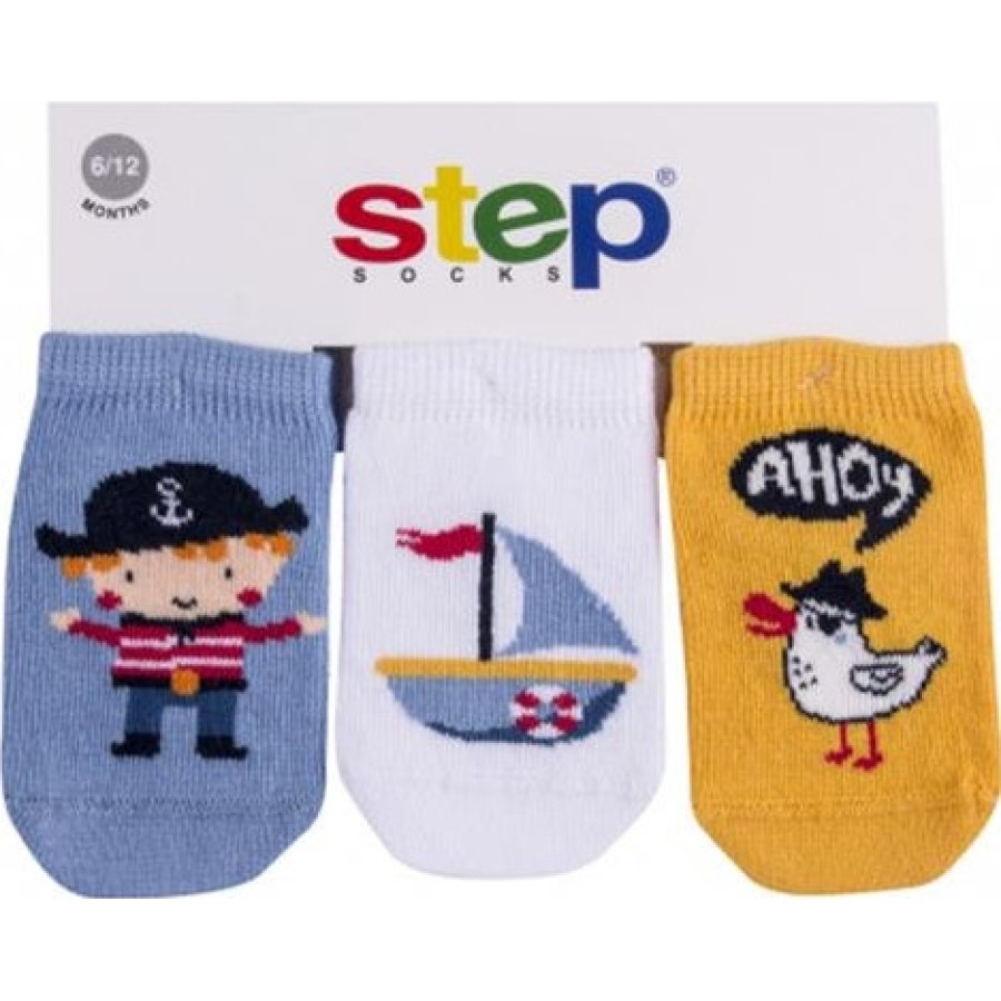 Step Pirate Patik Çorap, Karışık Renkli, 3'lü