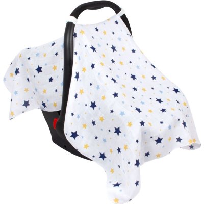 Sevi Bebe Müslin Puset ve Ana Kucağı Örtüsü, Mavi, Yıldız Yağmuru