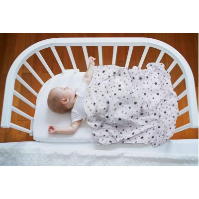 Sevi Bebe Desenli Müslin Battaniye, 100x100, Gri, Yıldız Yağmuru