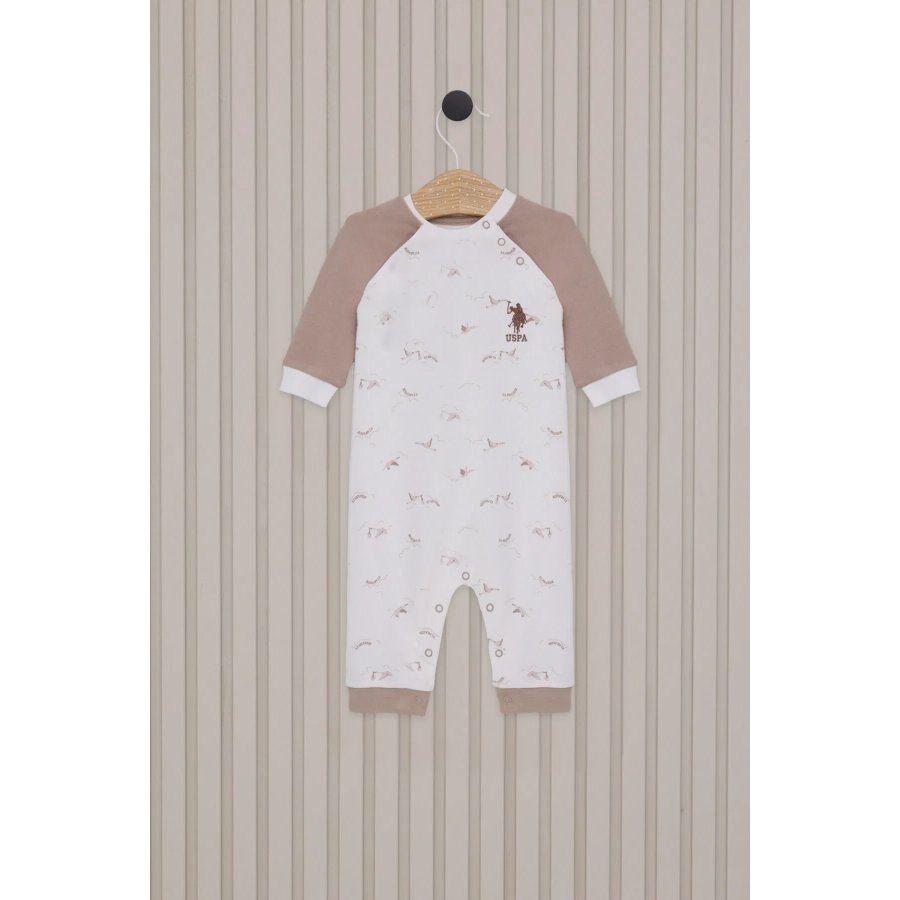 U.S.Polo Erkek Bebek Uzun Kol Patiksiz Tulum USB2020 Krem