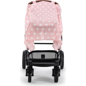Moje Poplin Puset Bebek Arabası Örtüsü, Pembe, Yıldız