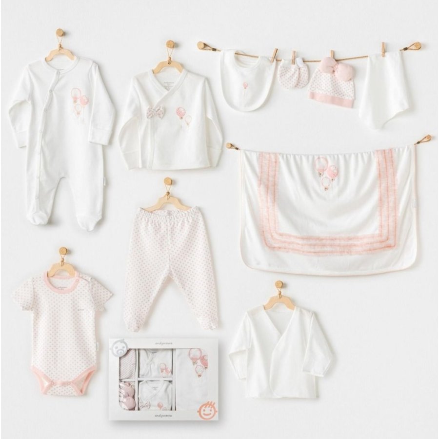 Andywawa AC25551 Newborn Set Pınk Baloons 10'Lu Hastane Çıkışı Ekru