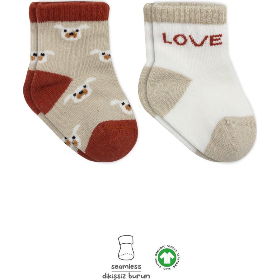 Bistyle 2'Li Love Dog Penye Soket Çorap 10118 Bej