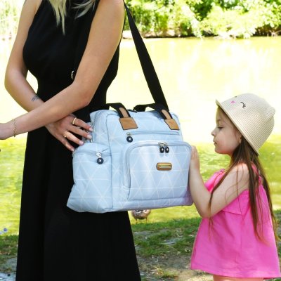 M&Y Prisma Digital Anne Bebek Bakım Çantası, Gri, Mavi