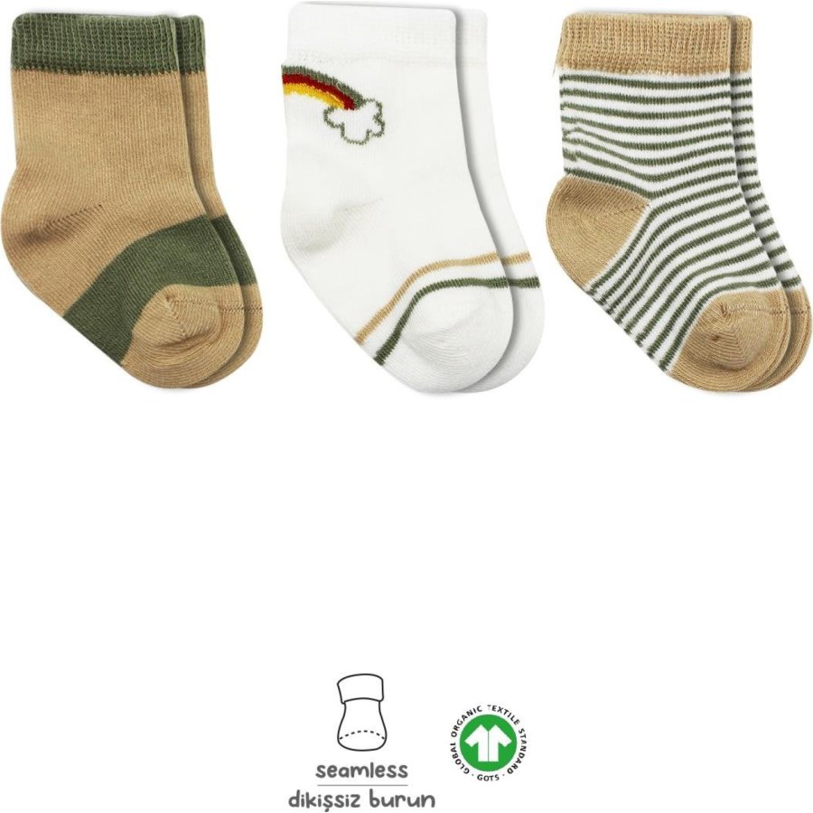 Bistyle 3'Lü Penye Rainbow Soket Çorap BS10113 Nil