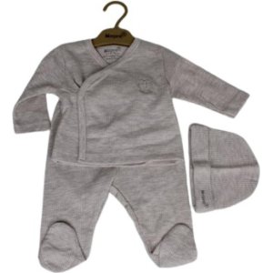 Bibaby Biorganik Nature İn Waffle 3'lü Zıbın Seti, Kahve, Melanj