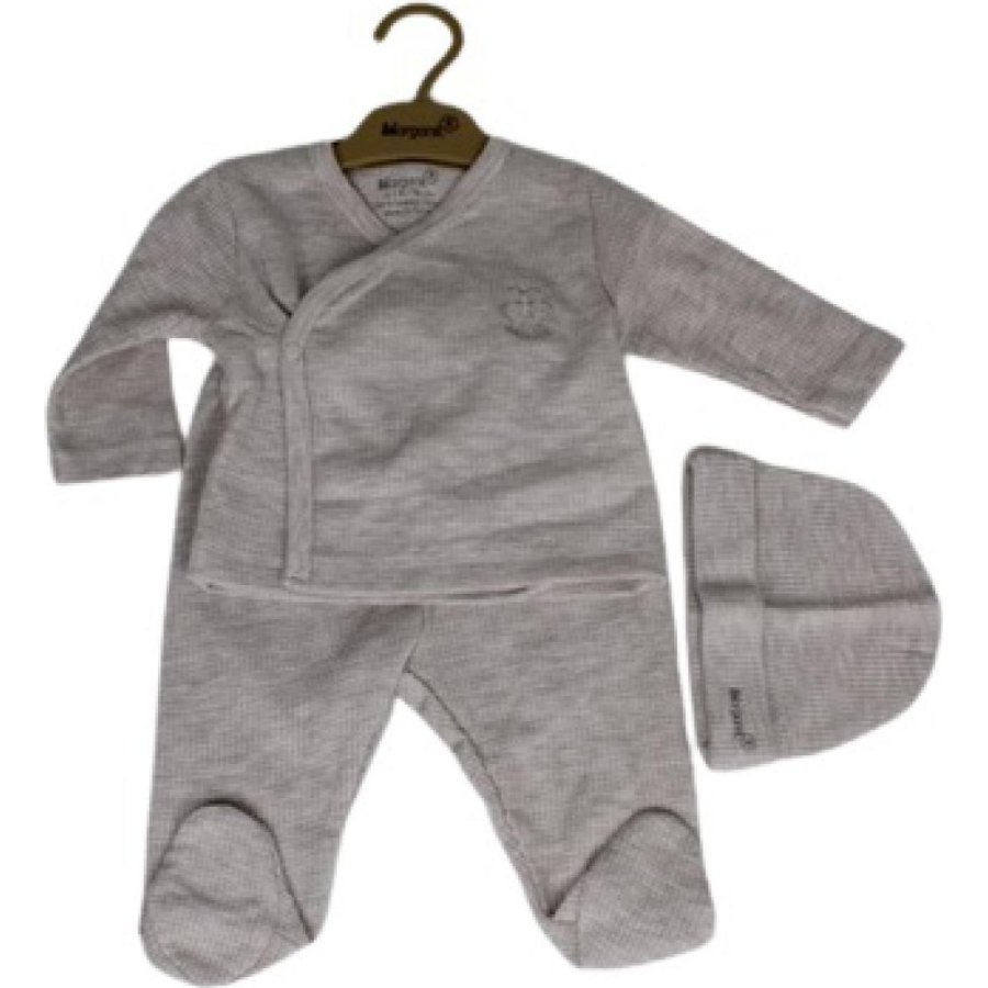 Bibaby Biorganik Nature İn Waffle 3'lü Zıbın Seti, Kahve, Melanj