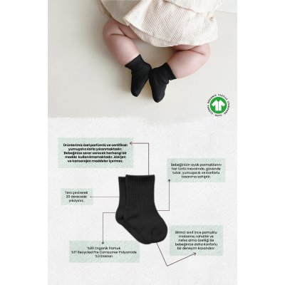 Bistyle Penye Bebek Çorabı, Siyah, 6'lı
