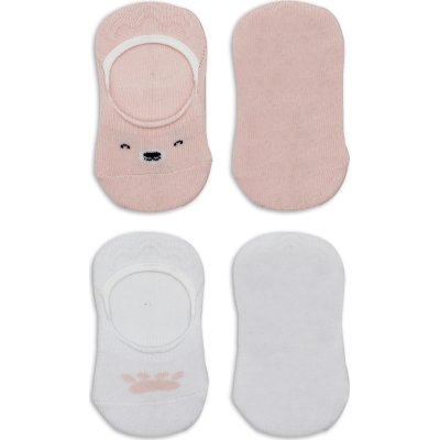 Bistyle 2'Li Babet Cute Face Penye Çorap 30103 Pembe-Beyaz