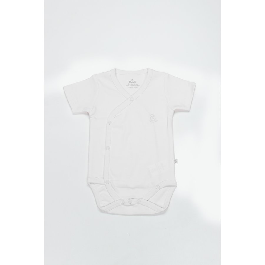 Bistyle Organik Natural Basic Style Kruvaze Yarım Kol Body BS17101 Beyaz