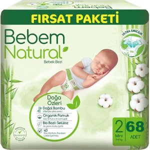 Bebem Natural Bebek Bezi, 2 Beden, 68 Adet