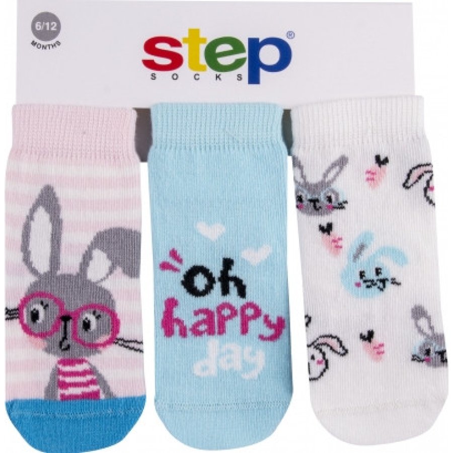 Step Rabbit Soket Çorap, Karışık Renkli, 3'lü