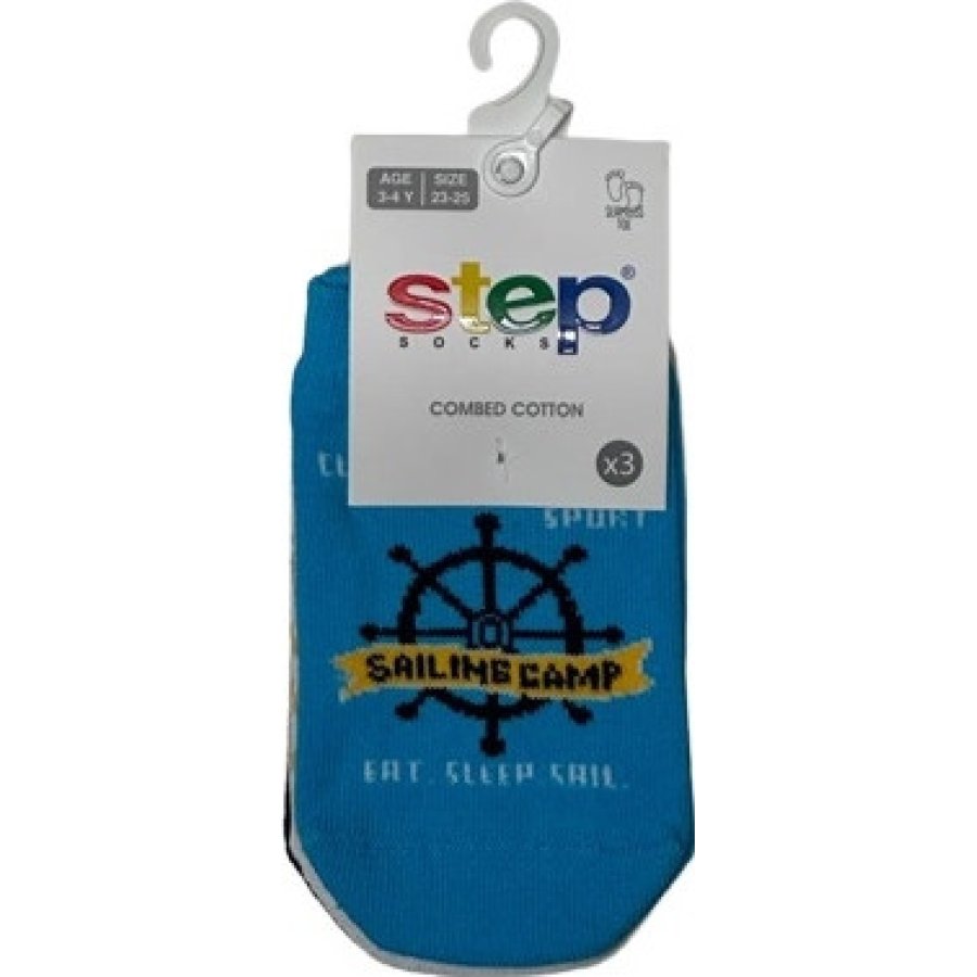 Step Çıpa Patik Çorap, Karışık Renkli, 3'lü