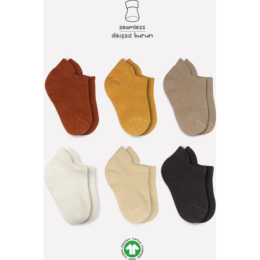 Bistyle Colors Penye Sneakers Soket Çorap, Toprak, 6'lı