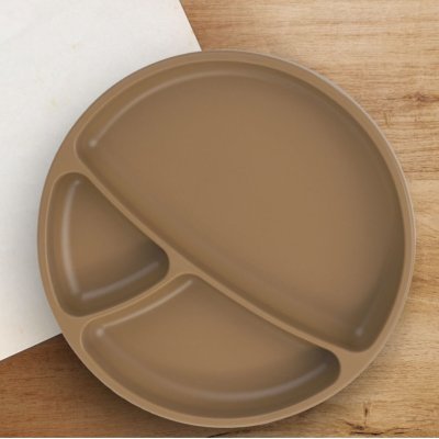 OiOi Porsiyon Vakum Tabanlı Silikon Tabak, Kahverengi