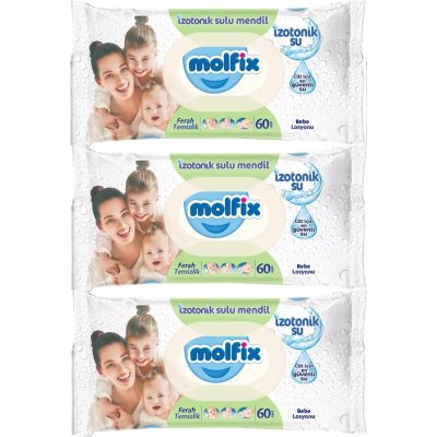 Molfix İzotonik Sulu Ferah Temizlik Islak Havlu Mendil, 60 Yaprak, 3'lü