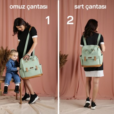 M&Y Holifera Deri Anne Bebek Bakım Çantası, Krem