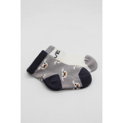 Bistyle 2'Li Love Dog Penye Soket Çorap 10118 Gri