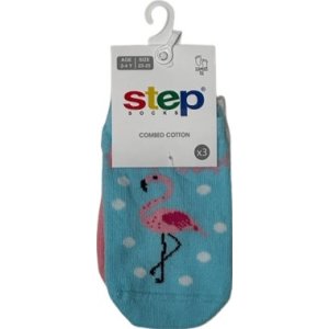 Step Simli Flamingo Patik Çorap, Karışık Renkli, 3'lü