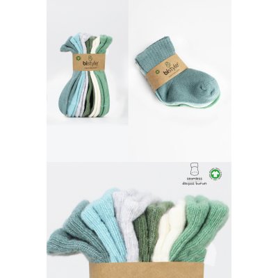 Bistyle Colors Penye Düz Soket Çorap, Nil, 6'lı