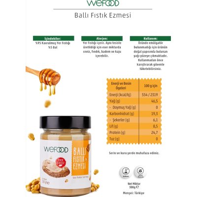Wefood Ballı Fıstık Ezmesi, 300 g