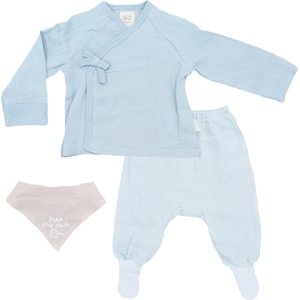 Andywawa Baby Home Müslin 3'lü Bebek Zıbın Takım, Mavi