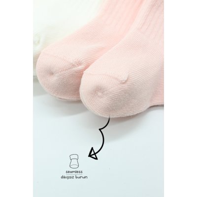 Bistyle Basic Penye Düz Soket Çorap, Pembe, Ekru, 6'lı
