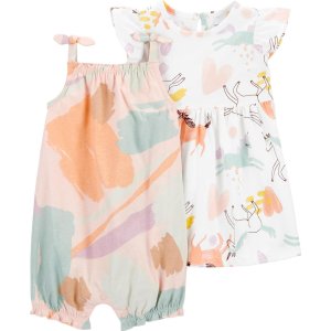 Carter's Kız Bebek 2'li Tulum Set, Karışık Renkli
