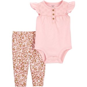 Carter's Kız Bebek 2'li Alt Üst Set, Pembe