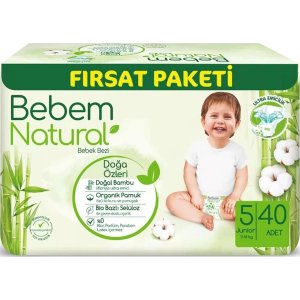 Bebem Natural Bebek Bezi, 5 Beden, 40 Adet