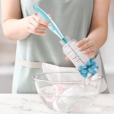 BabyJem Süngerli Biberon Fırçası, Mavi