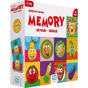 Games Memory Eşleştirme Kartları, Meyve Sebzeler, 48 Kart