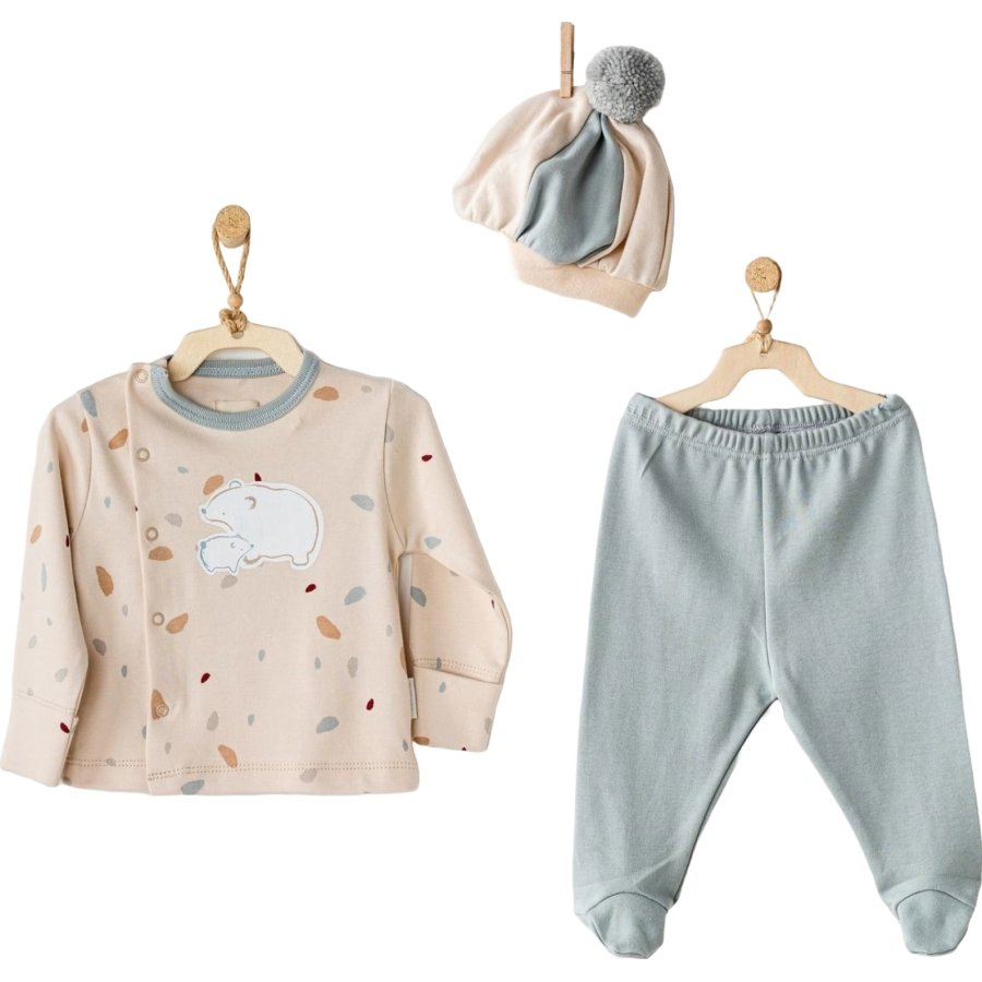 Andywawa Time To Relax 3 Parça Bebek Zıbın Takımı, Bej, Yeşil