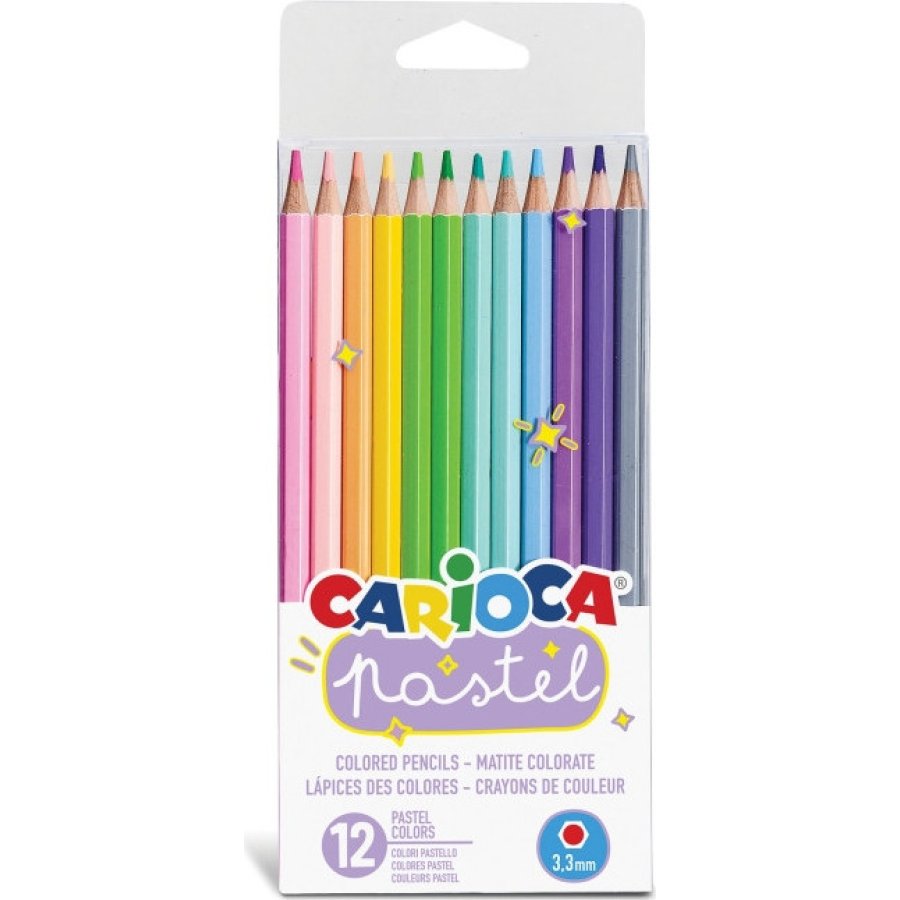 Carioca Pastel Renk Kuru Boya Kalemi, 12'li