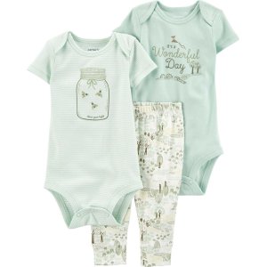 Carter's Erkek Bebek Body Pantolon Set, Yeşil