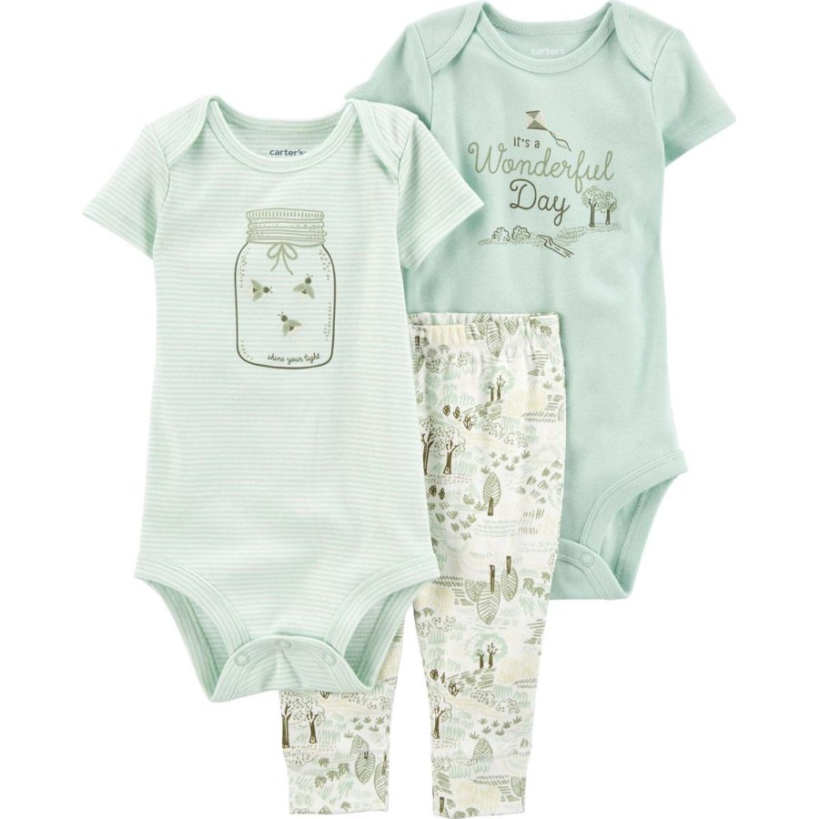Carter's Erkek Bebek Body Pantolon Set, Yeşil