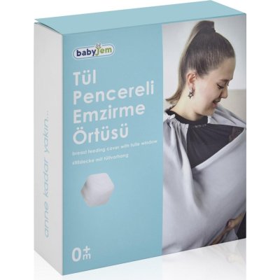 BabyJem Tül Pencereli Emzirme Önlüğü, Gri