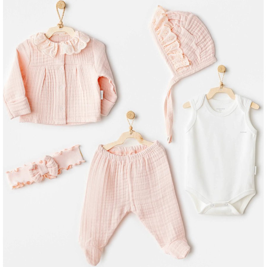 Andywawa AC25840 Natural Gift Müslin 5'Li Hastane Çıkışı Salmon