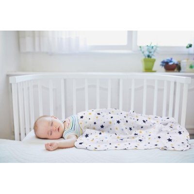 Sevi Bebe Desenli Müslin Bebek Battaniye, 120x100, Mavi, Yıldız Yağmuru