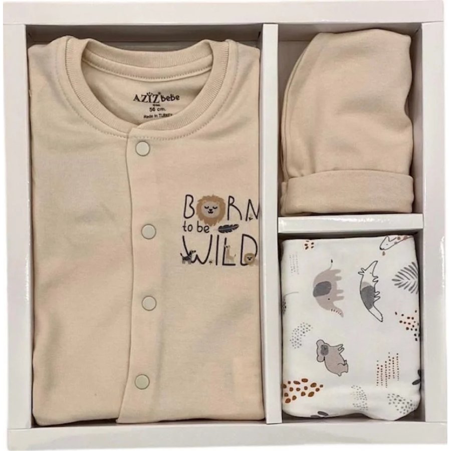 Aziz Bebe 5'li Hastane Çıkış Seti, Ekru
