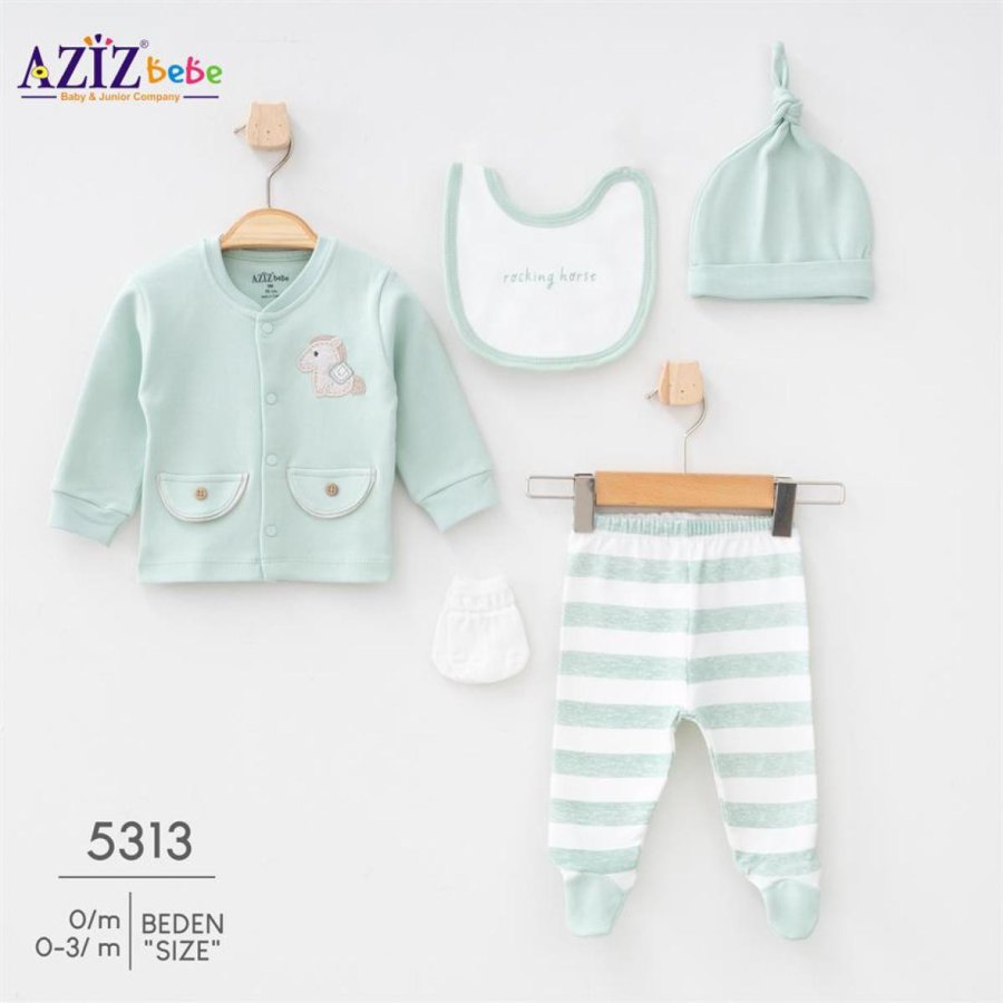 Aziz Bebe 5'li Hastane Çıkış Seti, Yeşil