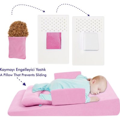 Sevi Bebe Çok Fonksiyonlu Reflü Yatağı, Kiraz Çekirdekli, Pembe